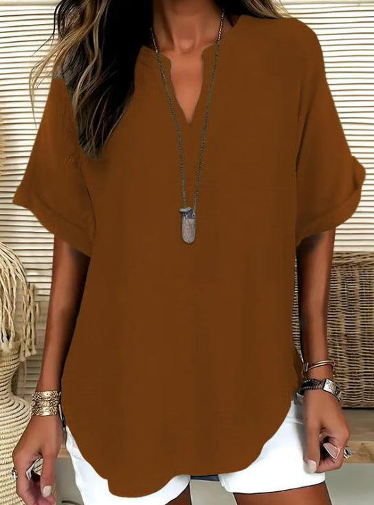 Everyday Notched Neck Casual Tee