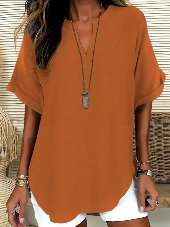 Everyday Notched Neck Casual Tee