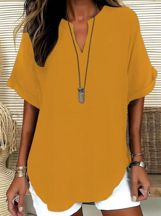 Everyday Notched Neck Casual Tee