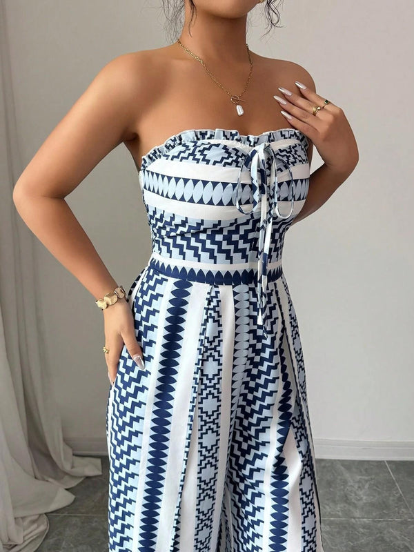 Geometric Halter Jumpsuit Elegant Onepiece