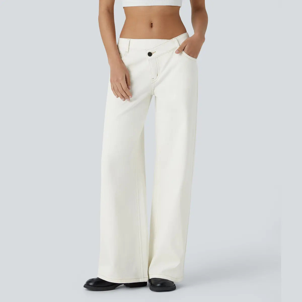 Asymmetric Wide-Leg Denim