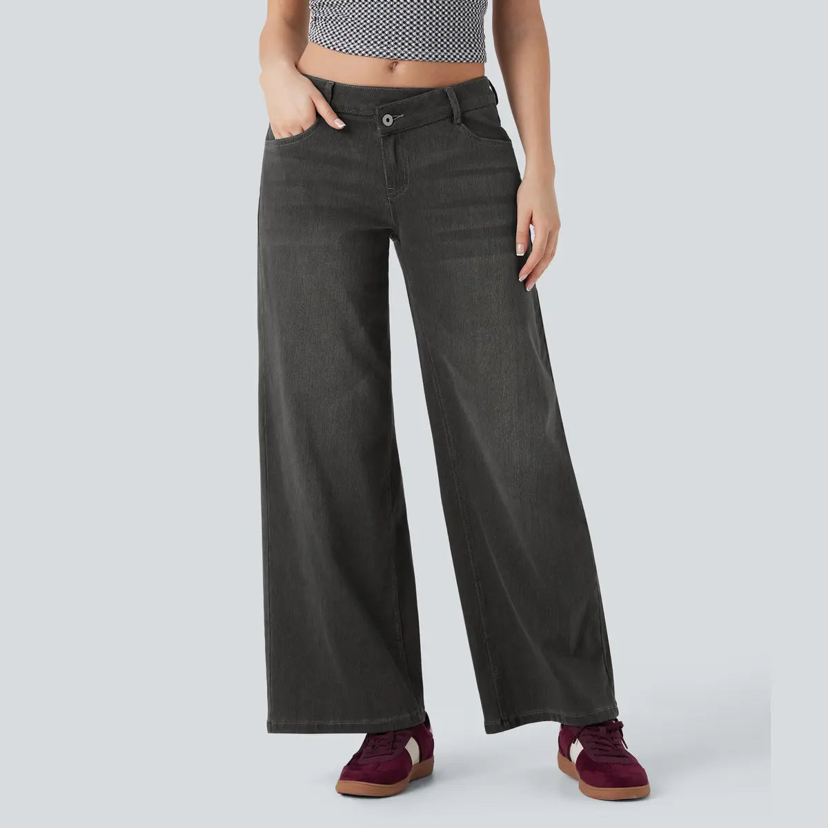 Asymmetric Wide-Leg Denim