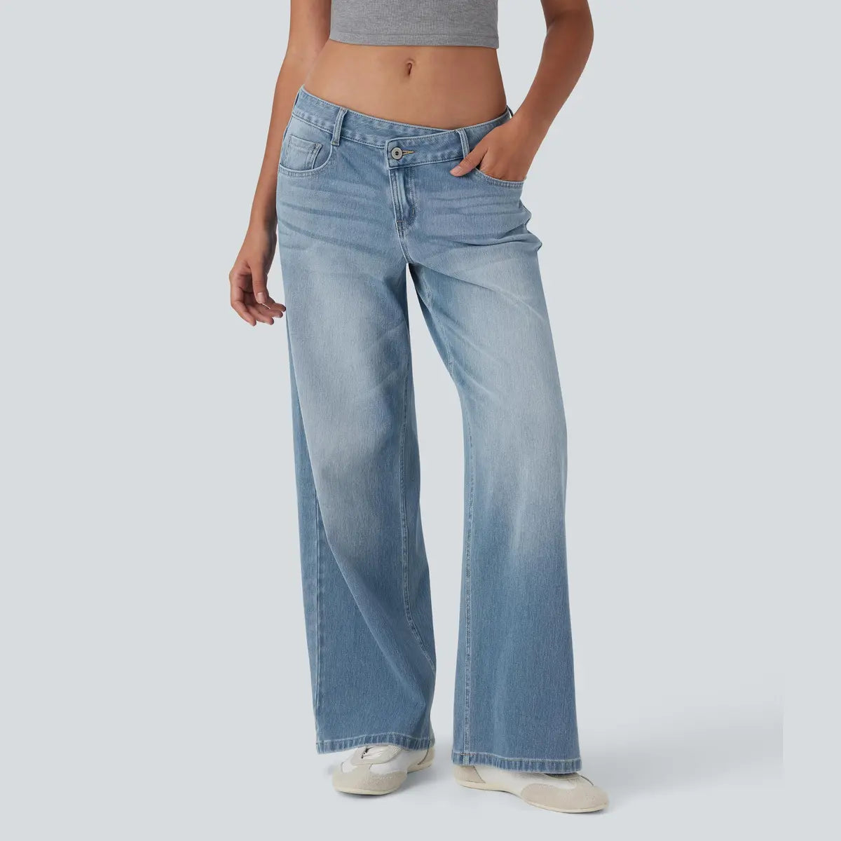 Asymmetric Wide-Leg Denim