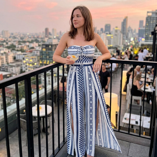 Geometric Halter Jumpsuit Elegant Onepiece