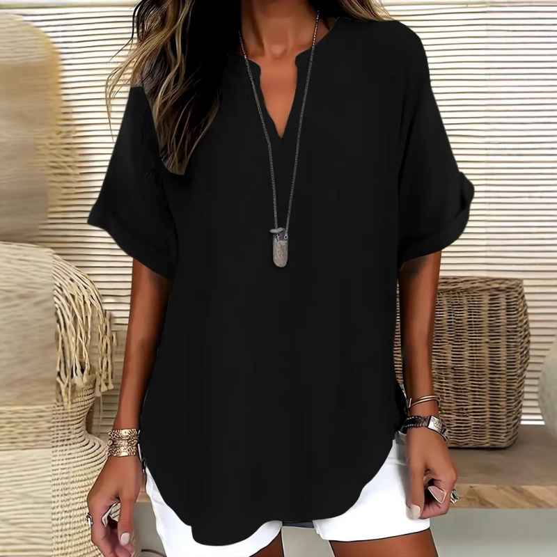 Everyday Notched Neck Casual Tee