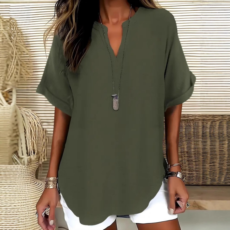 Everyday Notched Neck Casual Tee