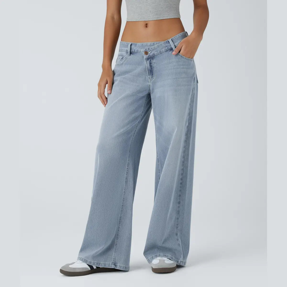 Asymmetric Wide-Leg Denim