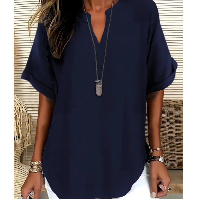 Everyday Notched Neck Casual Tee