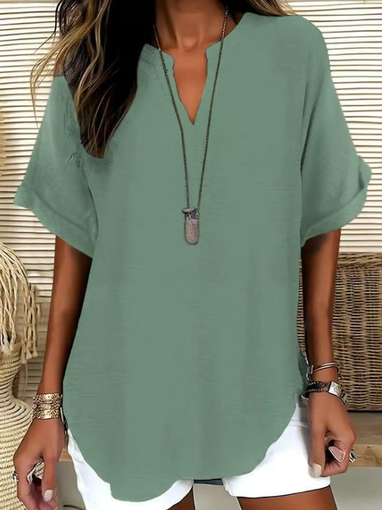 Everyday Notched Neck Casual Tee