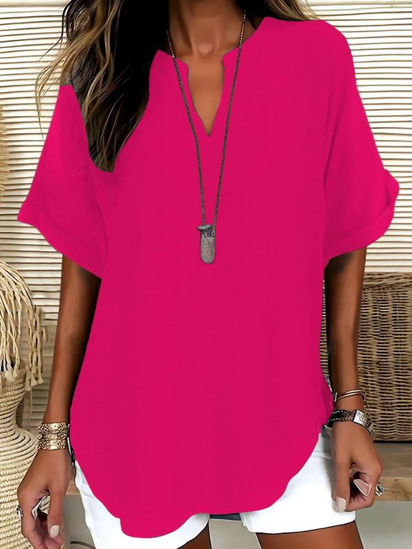 Everyday Notched Neck Casual Tee