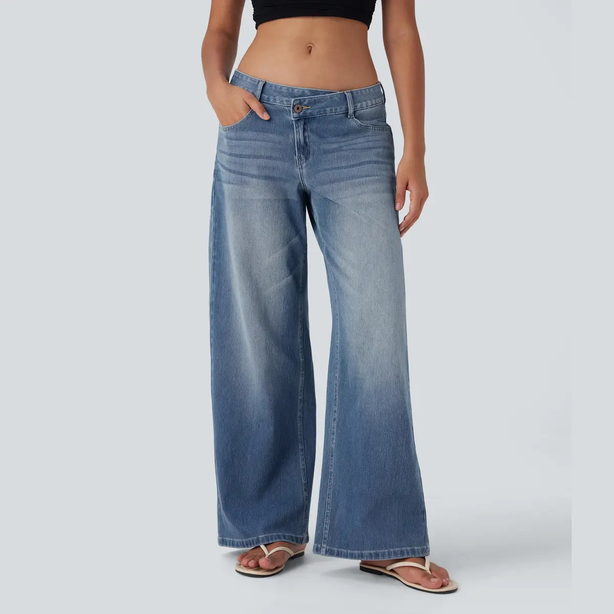 Asymmetric Wide-Leg Denim