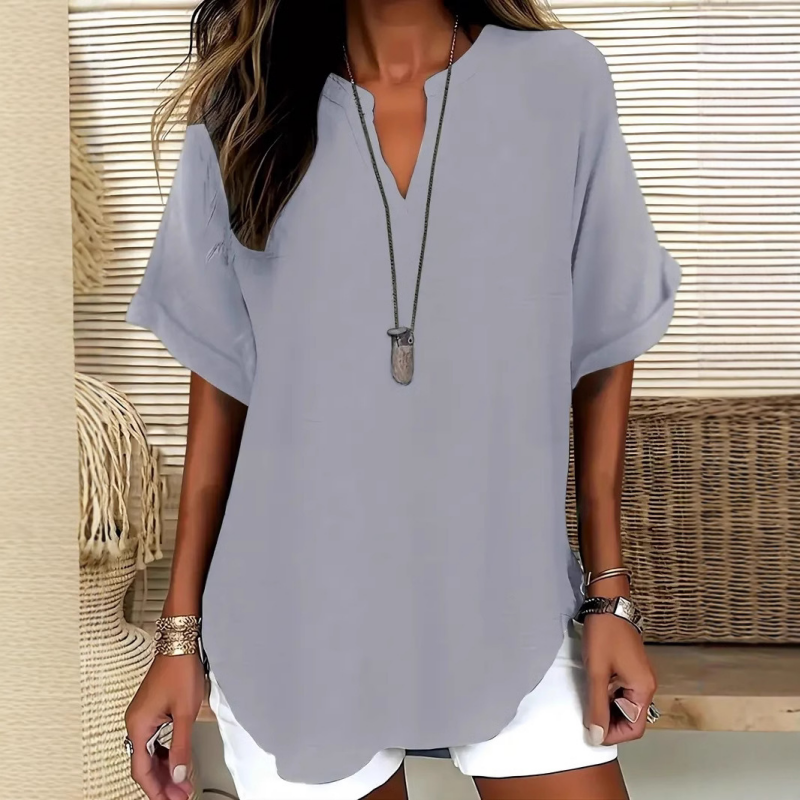 Everyday Notched Neck Casual Tee
