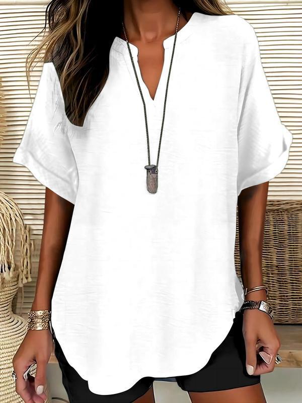 Everyday Notched Neck Casual Tee
